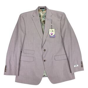 Tayion Mens Agordy Regular Fit Windowpane Suit Jacket Pink Blue 42R